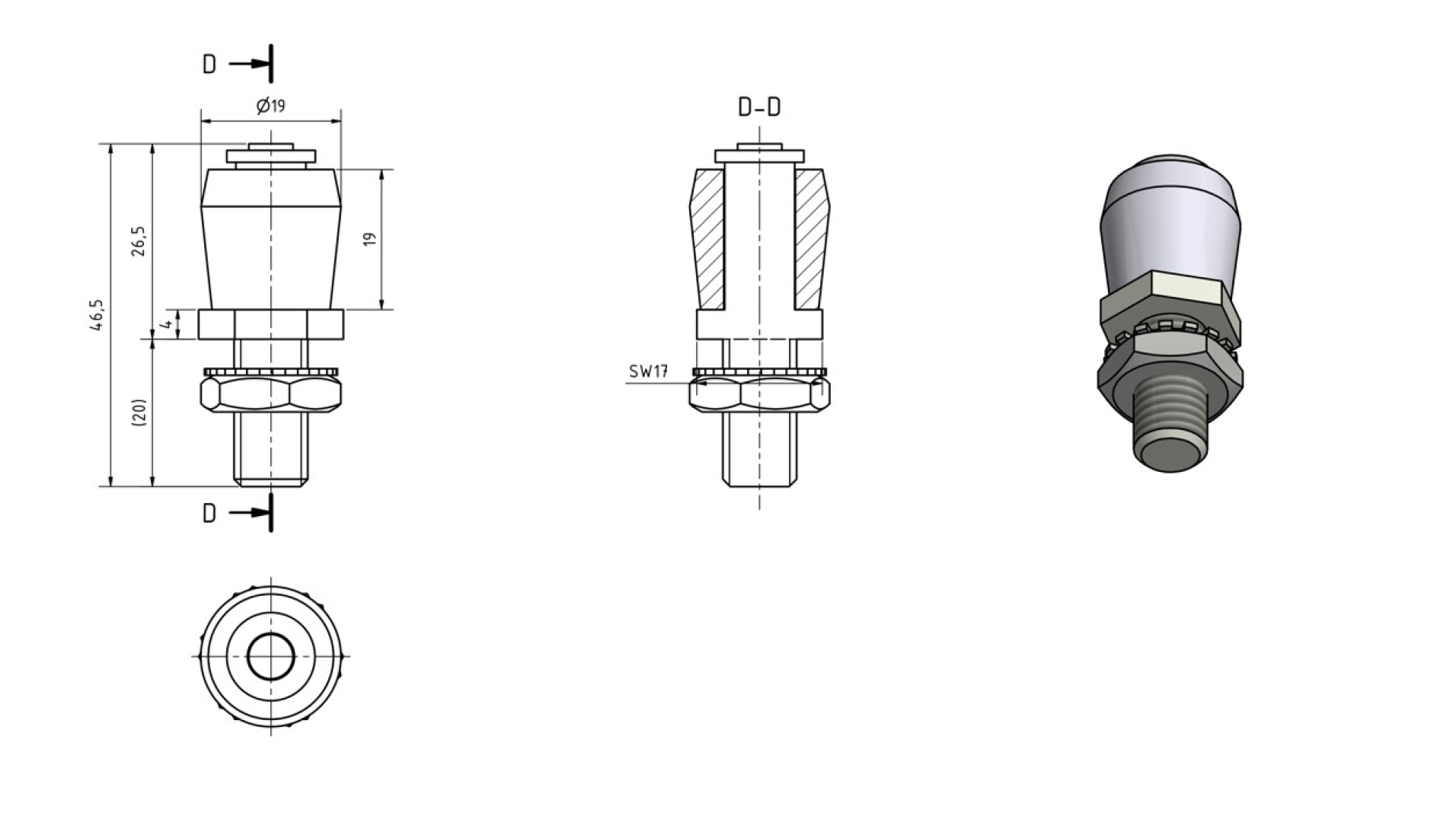 Bodenführungsrolle Gr.19 Nylon mit Schraube MEA 10336221